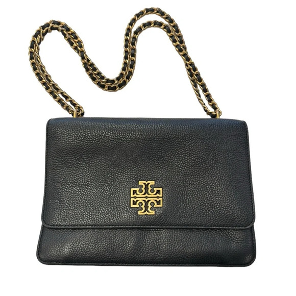 Tory Burch Medium Pebbled Britten Shoulder Flap Chain Bag - Picture 2 of 9